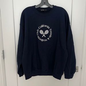 Boohoo California tennis wellness club navy sweatshirt